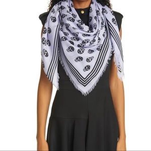 Authentic Alexander McQueen Biker Skull Scarf In Lilac/Black